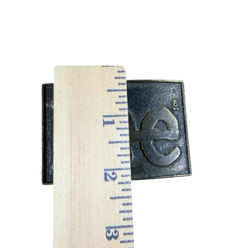 Vintage Lee Jeans Belt Buckle Brass Tone Rectangle Logo Western Workwear Mens